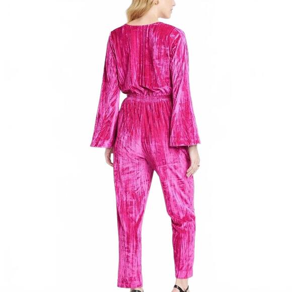 a new day Pink Velvet Long Sleeve Jumpsuit with Elastic Waist - Picture 7 of 8